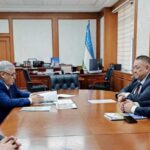 Алайбек Шамшиев провел рабочую встречу с ректором Национального университета Узбекистана Иномом Маджидовым